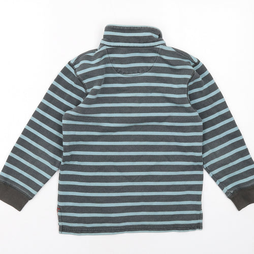 Boden Boys Blue Striped Cotton Pullover Sweatshirt Size 7-8 Years Zip