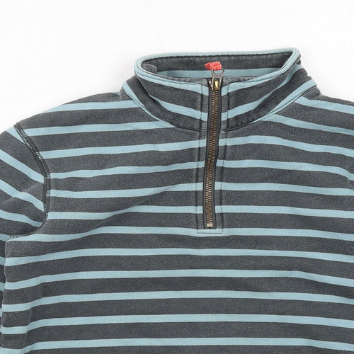 Boden Boys Blue Striped Cotton Pullover Sweatshirt Size 7-8 Years Zip