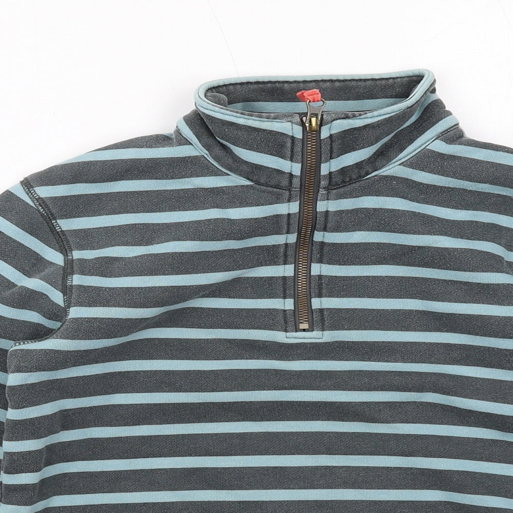 Boden Boys Blue Striped Cotton Pullover Sweatshirt Size 7-8 Years Zip