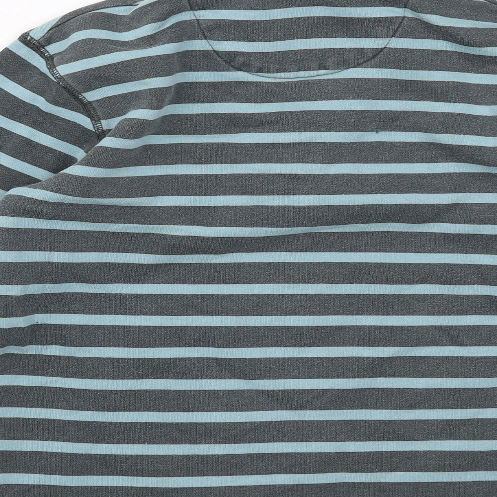 Boden Boys Blue Striped Cotton Pullover Sweatshirt Size 7-8 Years Zip
