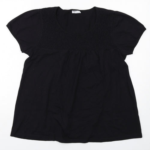 Rogers Womens Black Cotton Basic Blouse Size 10 Round Neck