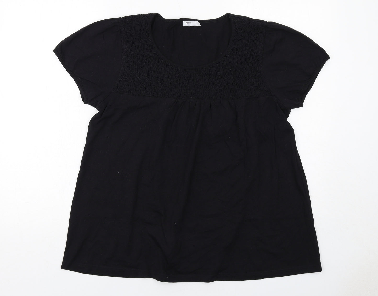 Rogers Womens Black Cotton Basic Blouse Size 10 Round Neck