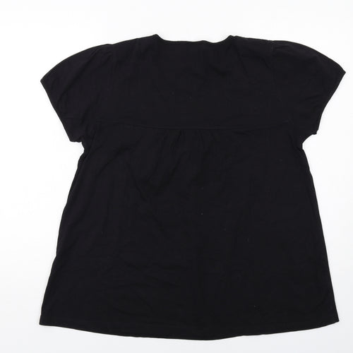 Rogers Womens Black Cotton Basic Blouse Size 10 Round Neck