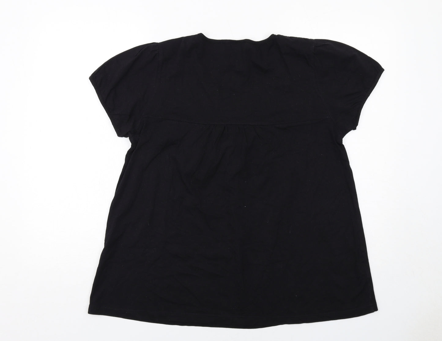 Rogers Womens Black Cotton Basic Blouse Size 10 Round Neck