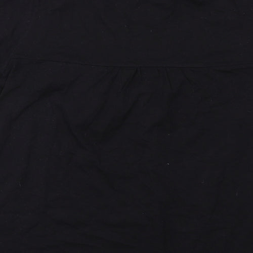 Rogers Womens Black Cotton Basic Blouse Size 10 Round Neck