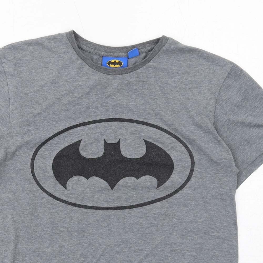 Batman Mens Grey Polyester T-Shirt Size M Round Neck - Batman