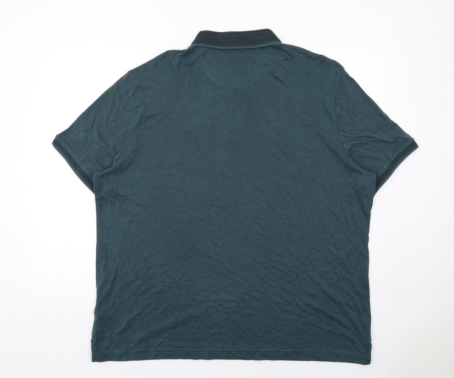 Marks and Spencer Mens Green Modal Polo Size 3XL Collared Button