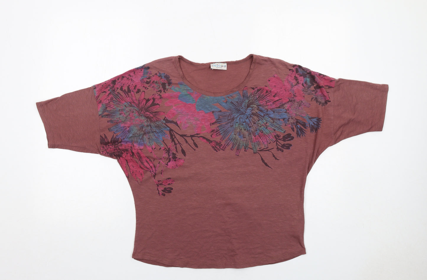 Marks and Spencer Womens Red Floral Polyester Basic Blouse Size 10 Round Neck