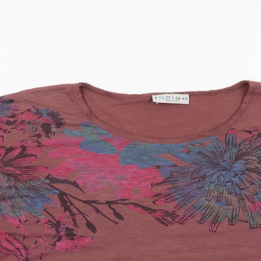 Marks and Spencer Womens Red Floral Polyester Basic Blouse Size 10 Round Neck