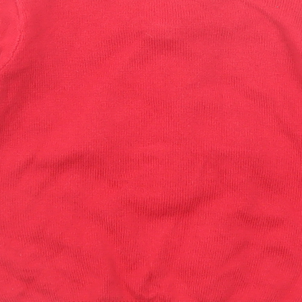 H&M Girls Red Round Neck Cotton Pullover Jumper Size 2 Years Pullover - Owl Print