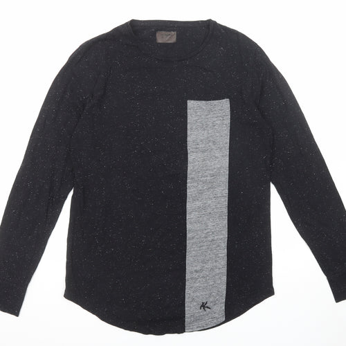 Aka/Kuma Mens Black Cotton T-Shirt Size M Round Neck