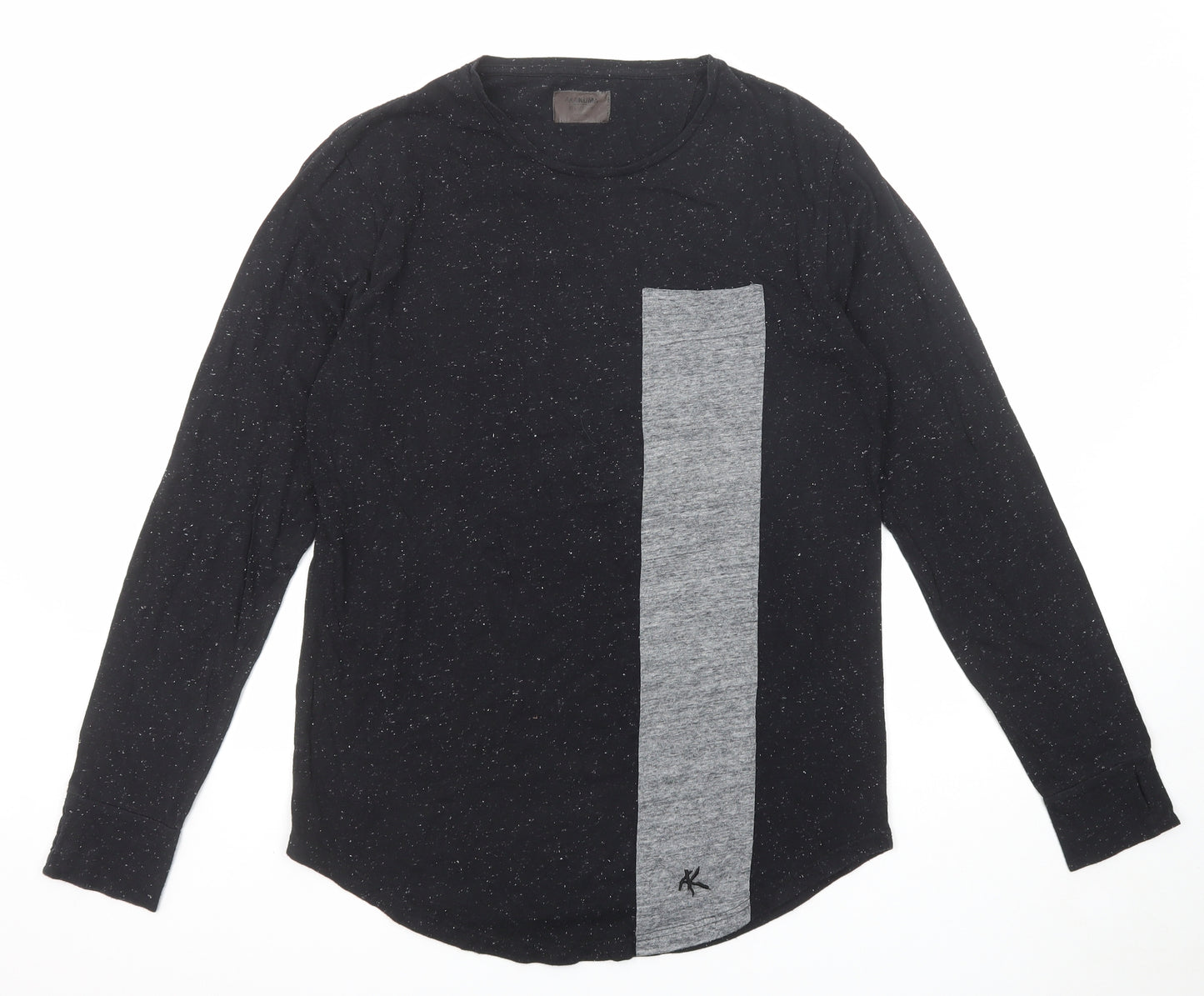 Aka/Kuma Mens Black Cotton T-Shirt Size M Round Neck