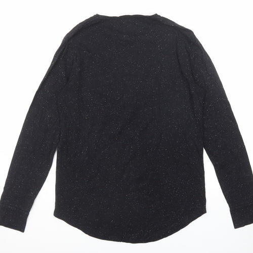 Aka/Kuma Mens Black Cotton T-Shirt Size M Round Neck