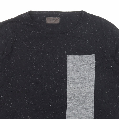 Aka/Kuma Mens Black Cotton T-Shirt Size M Round Neck