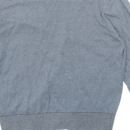 Modern Amusement Womens Blue V-Neck Striped Cotton Cardigan Jumper Size M