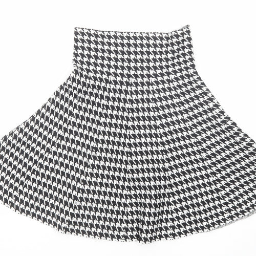 Formula Joven Womens Black Geometric Cotton Swing Skirt Size 8 - Houndstooth Pattern Size 22 Waist