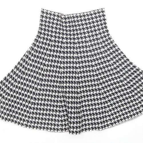 Formula Joven Womens Black Geometric Cotton Swing Skirt Size 8 - Houndstooth Pattern Size 22 Waist