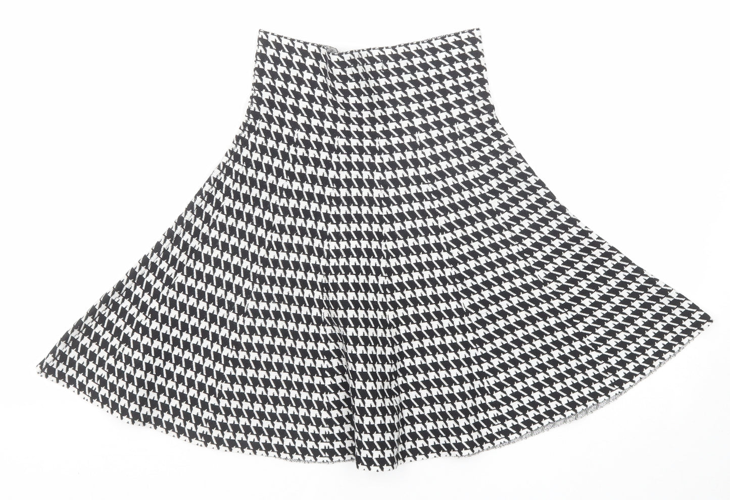 Formula Joven Womens Black Geometric Cotton Swing Skirt Size 8 - Houndstooth Pattern Size 22 Waist