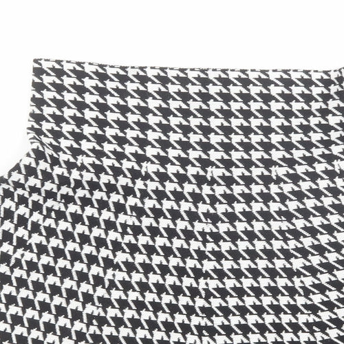 Formula Joven Womens Black Geometric Cotton Swing Skirt Size 8 - Houndstooth Pattern Size 22 Waist