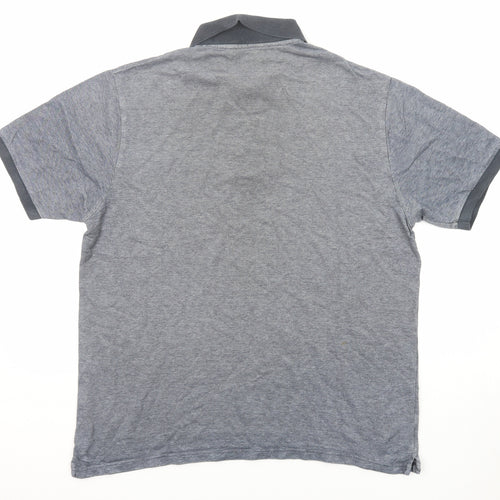 Blue Harbour Mens Grey Geometric Cotton Polo Size L Collared Button