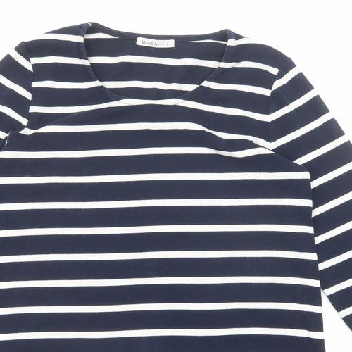 Woolovers Womens Blue Striped Cotton Jumper Dress Size S Round Neck Pullover