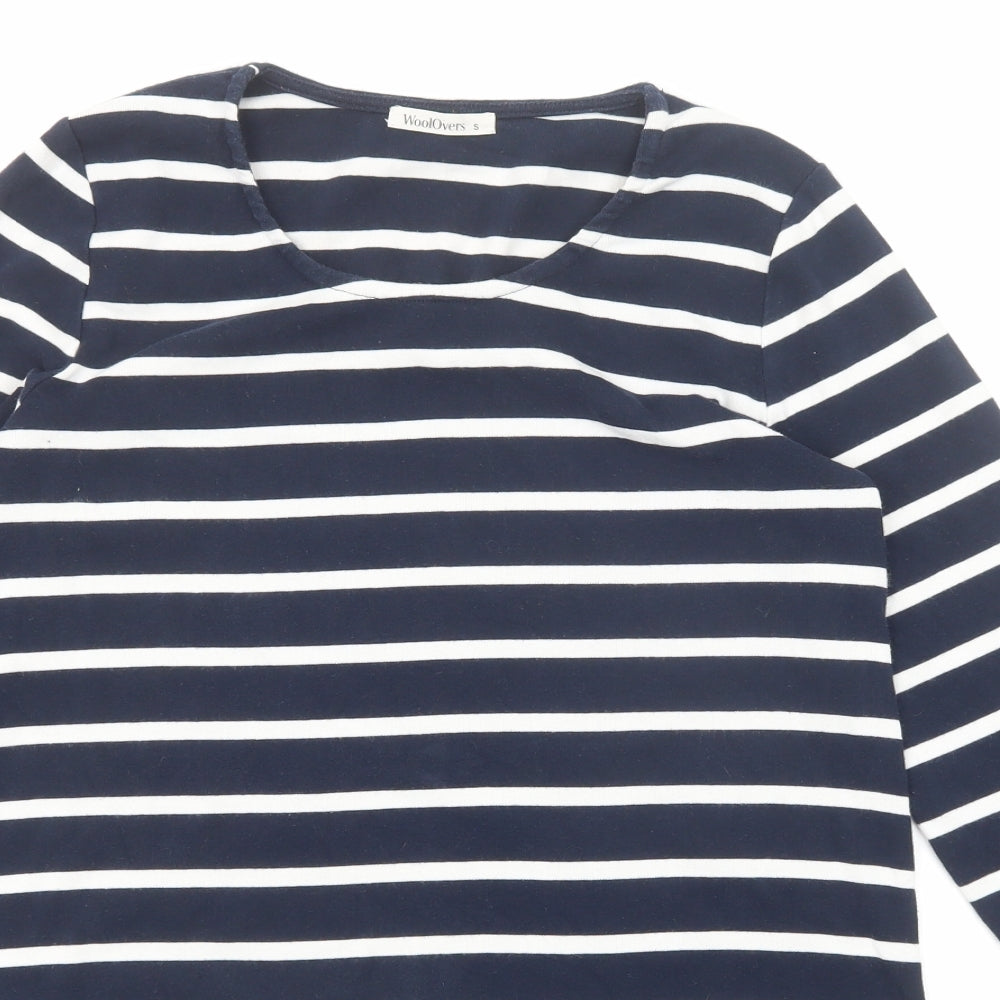 Woolovers Womens Blue Striped Cotton Jumper Dress Size S Round Neck Pullover