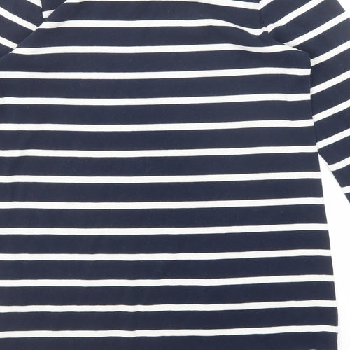 Woolovers Womens Blue Striped Cotton Jumper Dress Size S Round Neck Pullover