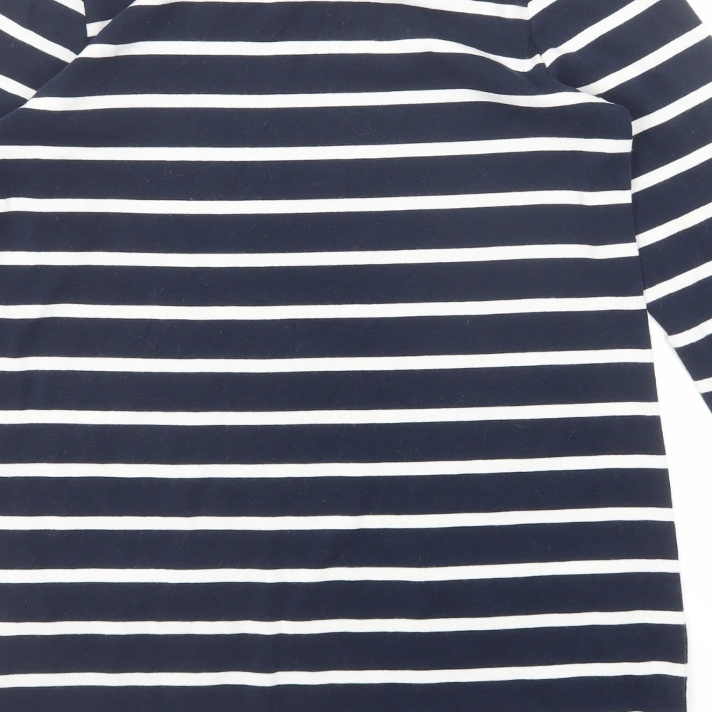 Woolovers Womens Blue Striped Cotton Jumper Dress Size S Round Neck Pullover