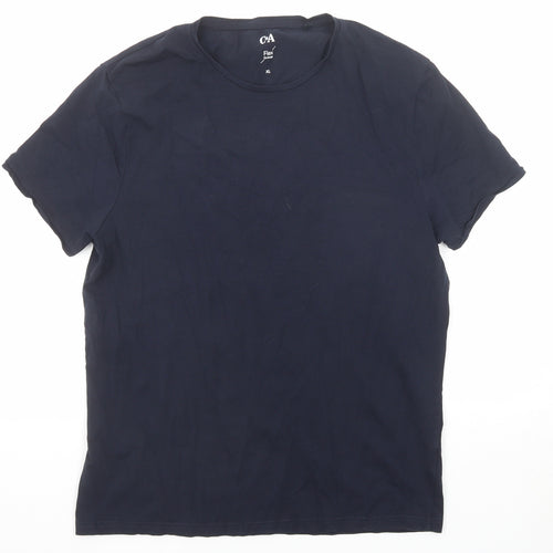 C&A Womens Blue Cotton Basic T-Shirt Size XL Round Neck