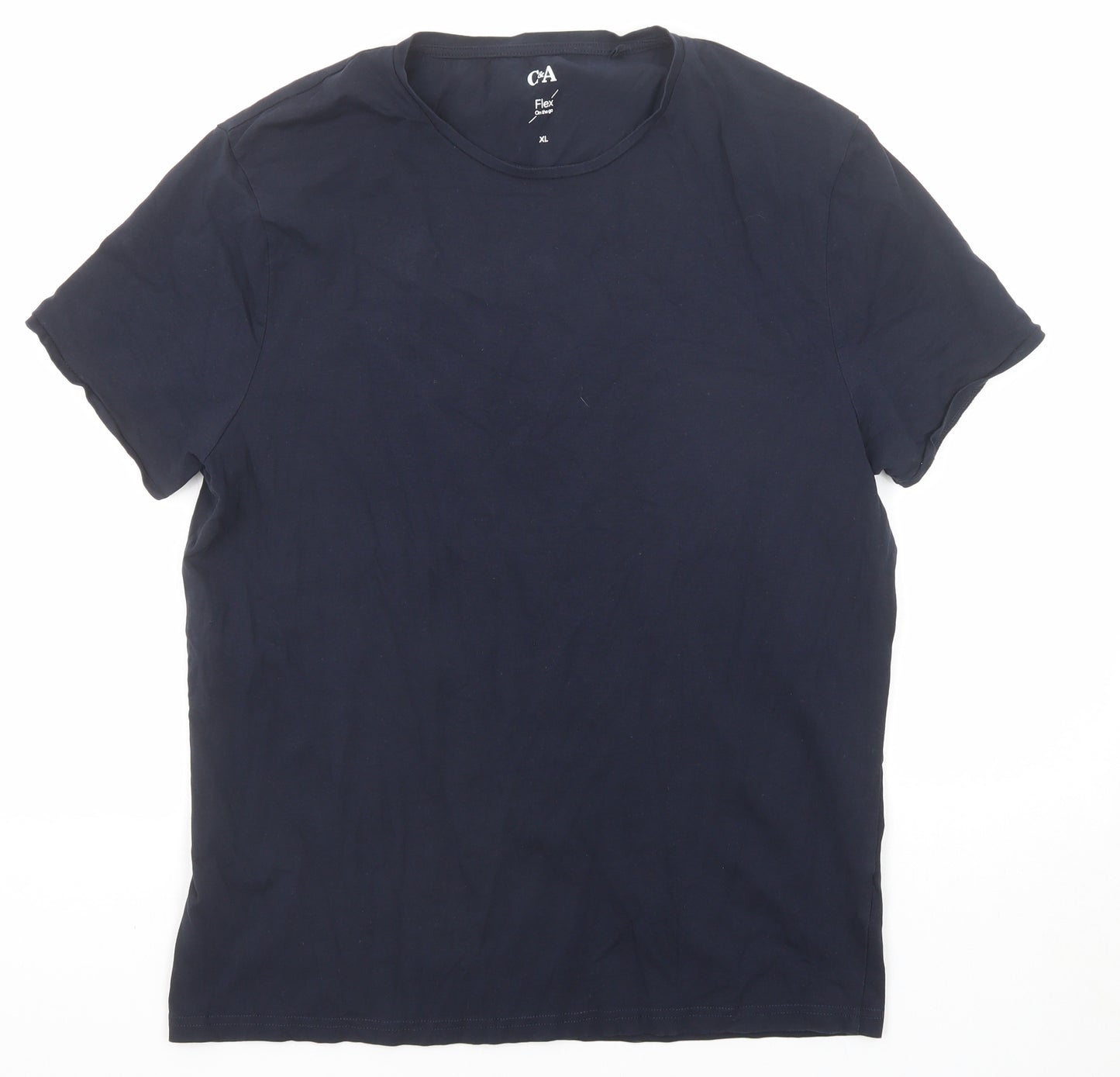 C&A Womens Blue Cotton Basic T-Shirt Size XL Round Neck