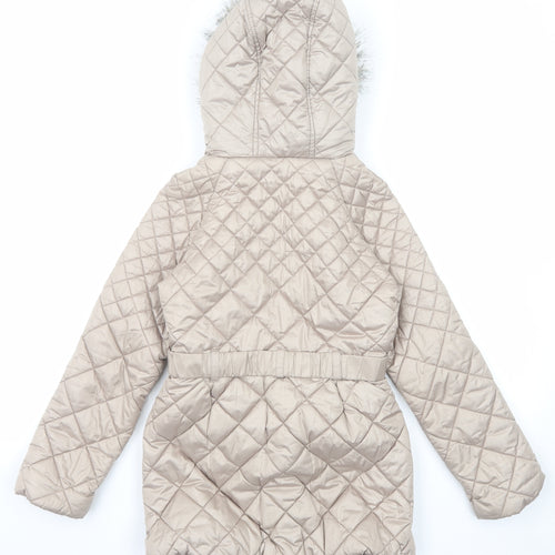 NEXT Girls Beige Quilted Jacket Size 9-10 Years Zip