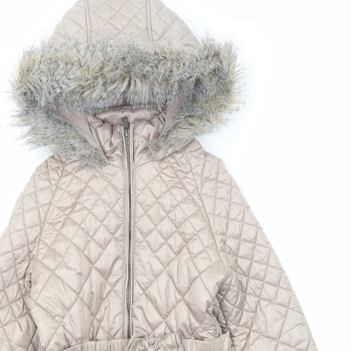 NEXT Girls Beige Quilted Jacket Size 9-10 Years Zip