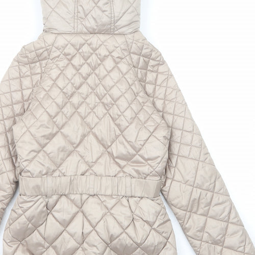 NEXT Girls Beige Quilted Jacket Size 9-10 Years Zip