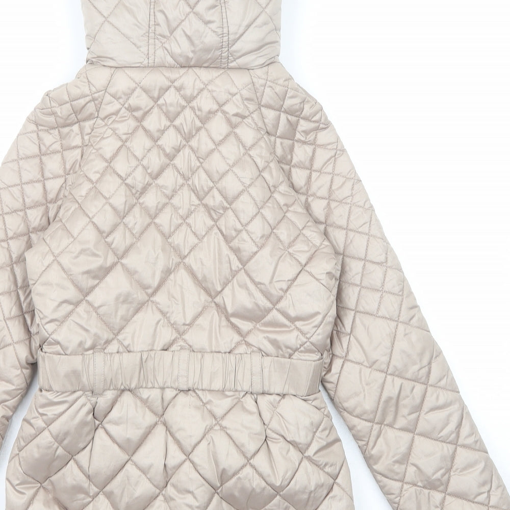 NEXT Girls Beige Quilted Jacket Size 9-10 Years Zip