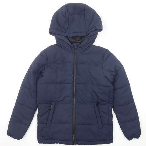JACK & JONES Boys Blue Puffer Jacket Jacket Size 12 Years Zip