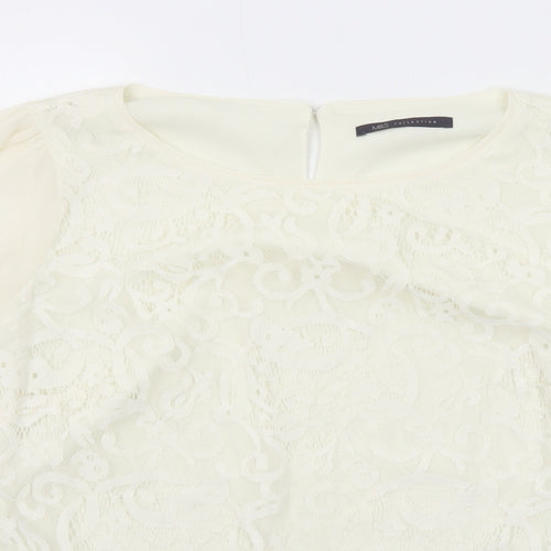 Marks and Spencer Womens White Polyester Basic Blouse Size 14 Round Neck