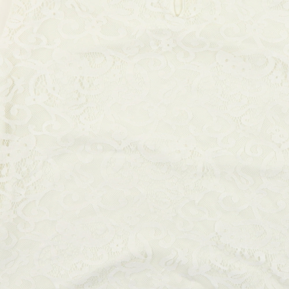 Marks and Spencer Womens White Polyester Basic Blouse Size 14 Round Neck