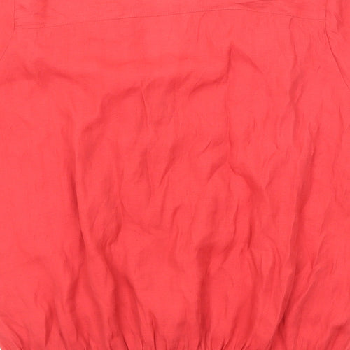 Zara Womens Red Polyester Basic Blouse Size L V-Neck