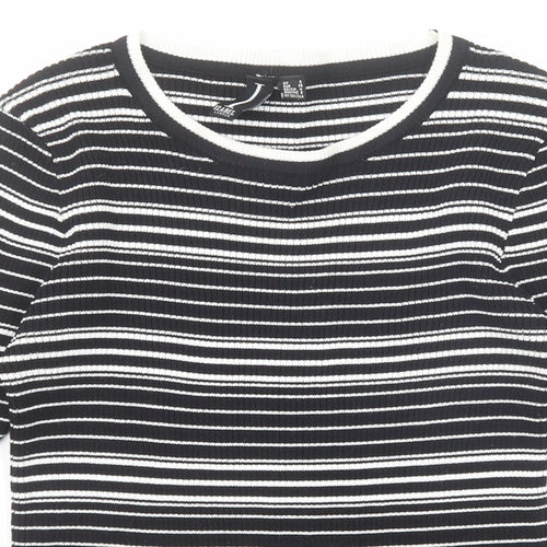 Izabel London Womens Black Round Neck Striped Viscose Pullover Jumper Size 8