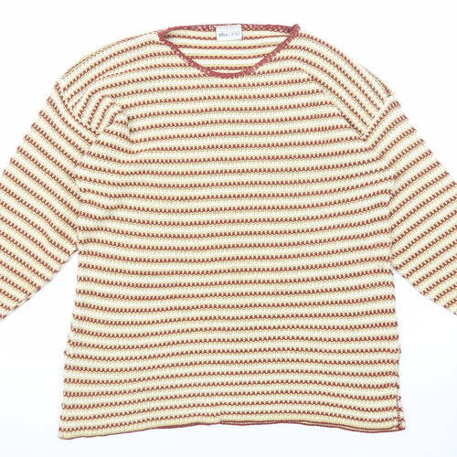 BHS Womens Multicoloured Round Neck Striped Acrylic Pullover Jumper Size 14 - Size 14-16