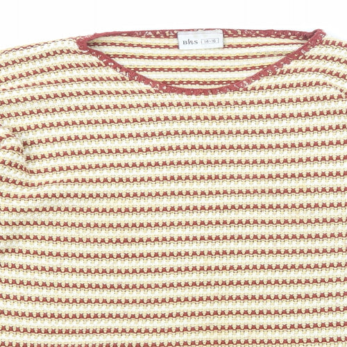 BHS Womens Multicoloured Round Neck Striped Acrylic Pullover Jumper Size 14 - Size 14-16