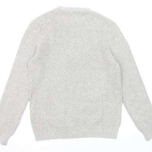 Marks and Spencer Mens Grey Round Neck Polyamide Pullover Jumper Size S Long Sleeve