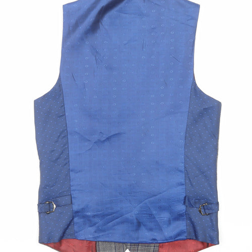 Marc Darcy Mens Multicoloured Plaid Polyester Jacket Suit Waistcoat Size 34 Regular