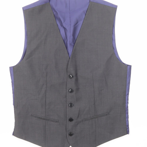 Marks and Spencer Mens Grey Wool Jacket Suit Waistcoat Size 36 Regular