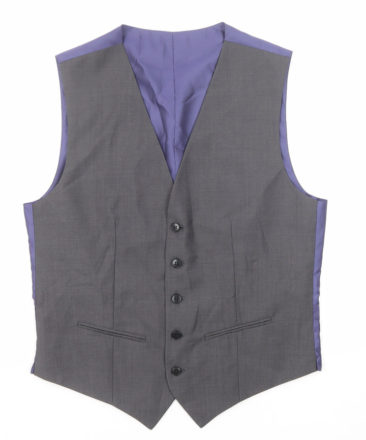 Marks and Spencer Mens Grey Wool Jacket Suit Waistcoat Size 36 Regular