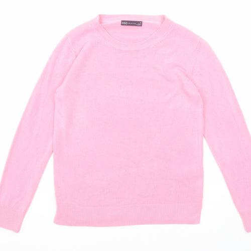 Marks and Spencer Womens Pink Round Neck Acrylic Pullover Jumper Size 10