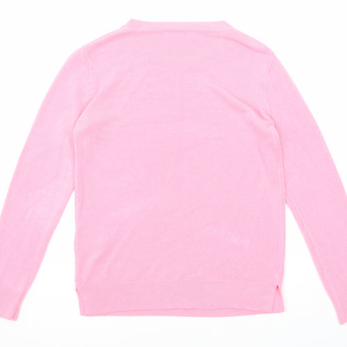 Marks and Spencer Womens Pink Round Neck Acrylic Pullover Jumper Size 10