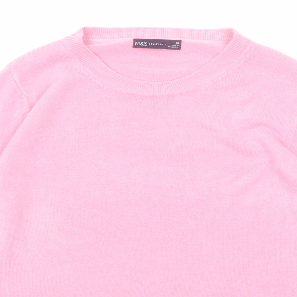 Marks and Spencer Womens Pink Round Neck Acrylic Pullover Jumper Size 10