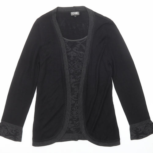 CASAMIA Womens Black Round Neck Geometric Viscose Pullover Jumper Size S - Twin Set
