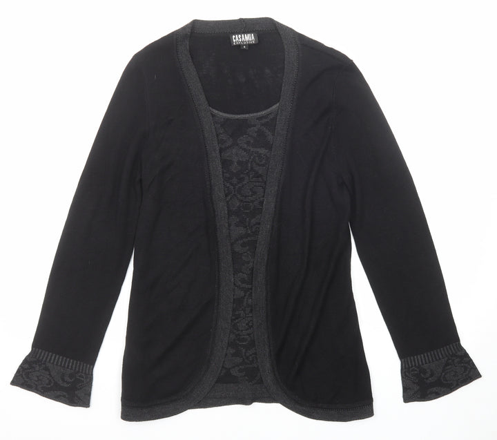CASAMIA Womens Black Round Neck Geometric Viscose Pullover Jumper Size S - Twin Set